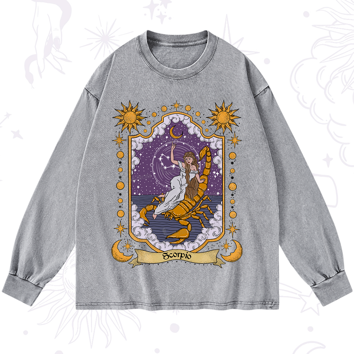 Purplehecate Scorpio Zodiac Washed Long Sleeve Shirt