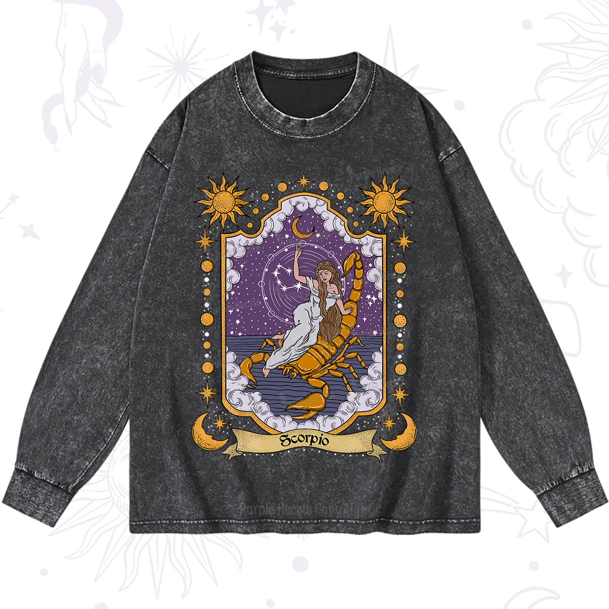 Purplehecate Scorpio Zodiac Washed Long Sleeve Shirt
