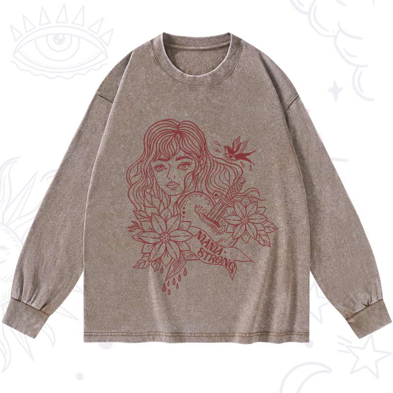 Purplehecate Mama Strong Washed Long Sleeve Shirt