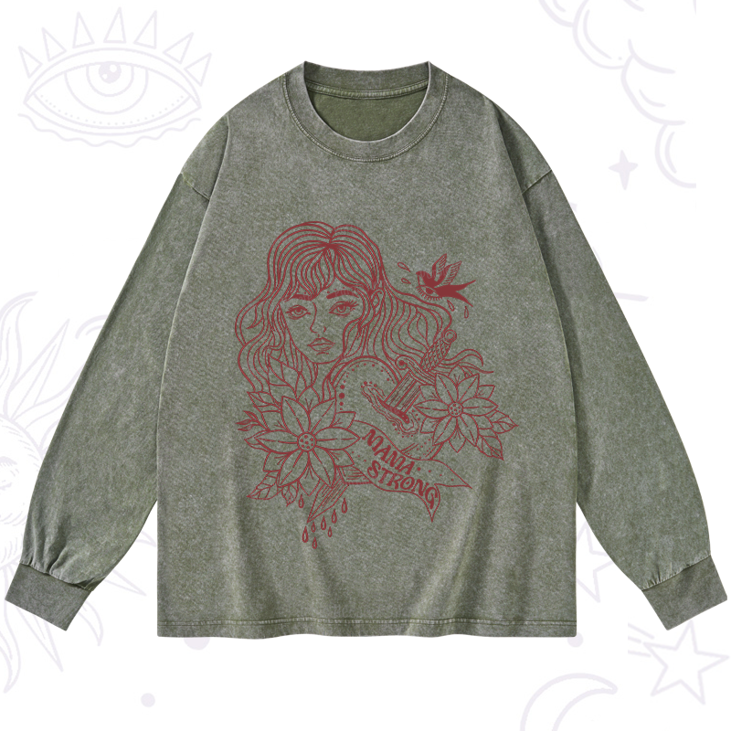 Purplehecate Mama Strong Washed Long Sleeve Shirt