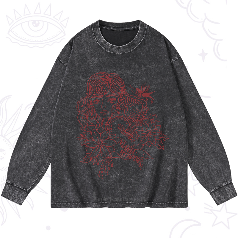 Purplehecate Mama Strong Washed Long Sleeve Shirt
