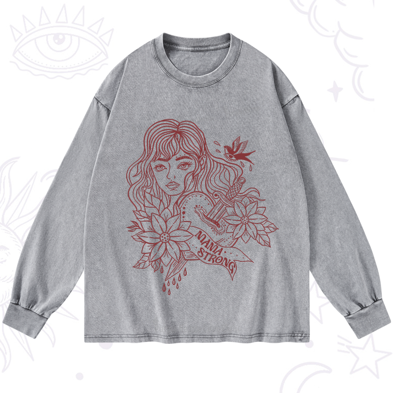 Purplehecate Mama Strong Washed Long Sleeve Shirt