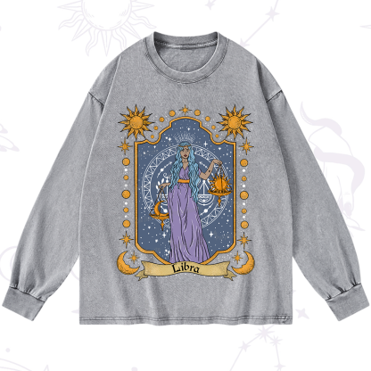 Purplehecate Libra Zodiac Washed Long Sleeve Shirt