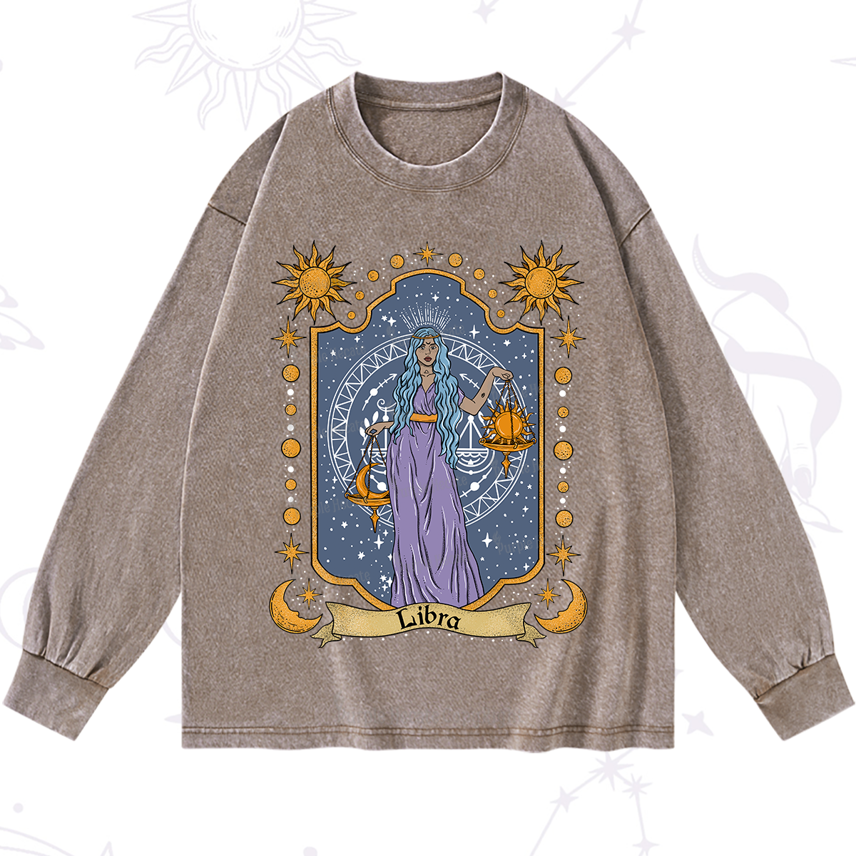 Purplehecate Libra Zodiac Washed Long Sleeve Shirt
