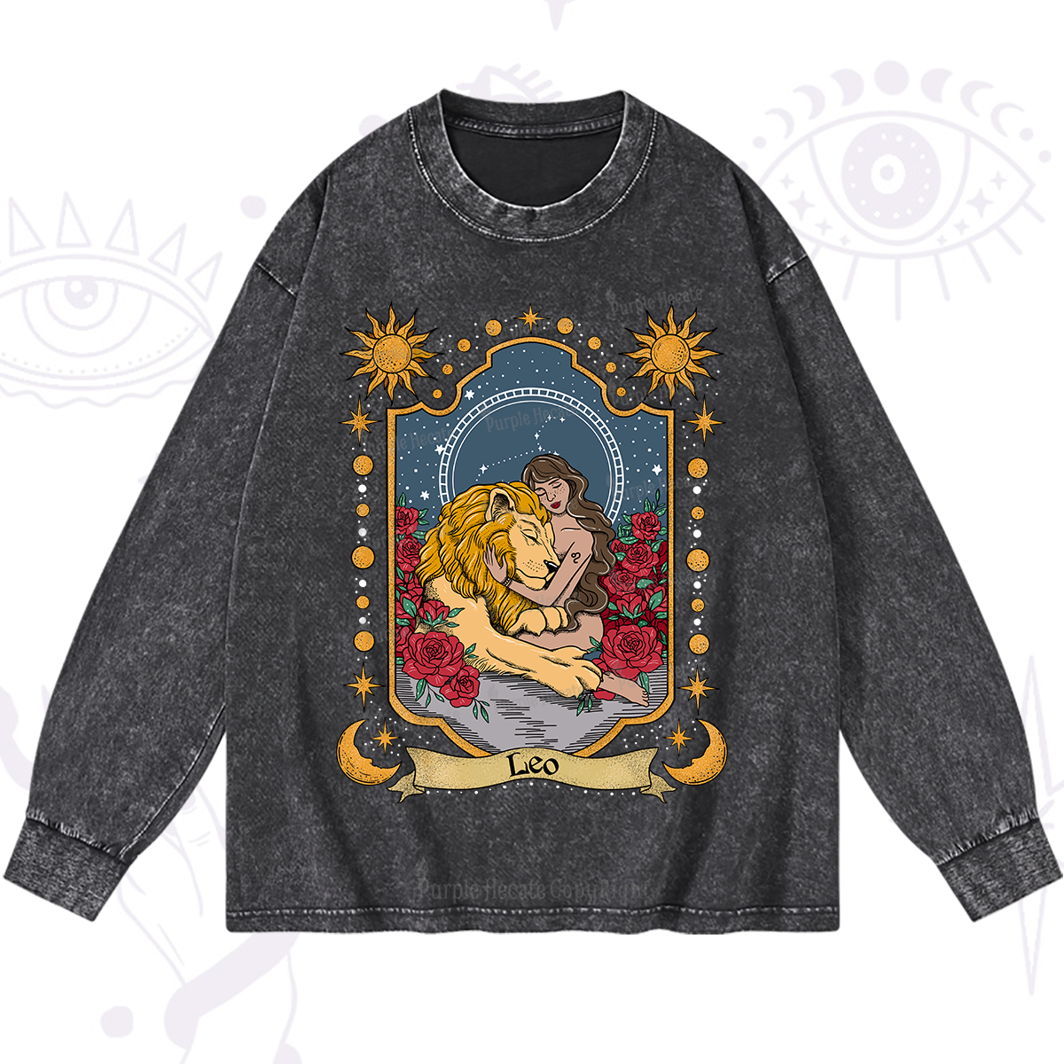Purplehecate Leo Zodiac Washed Long Sleeve Shirt