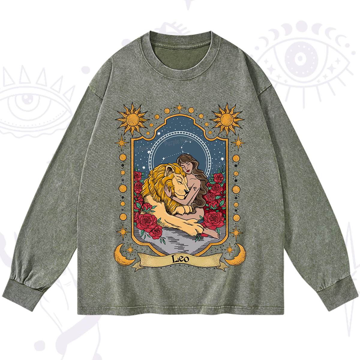 Purplehecate Leo Zodiac Washed Long Sleeve Shirt