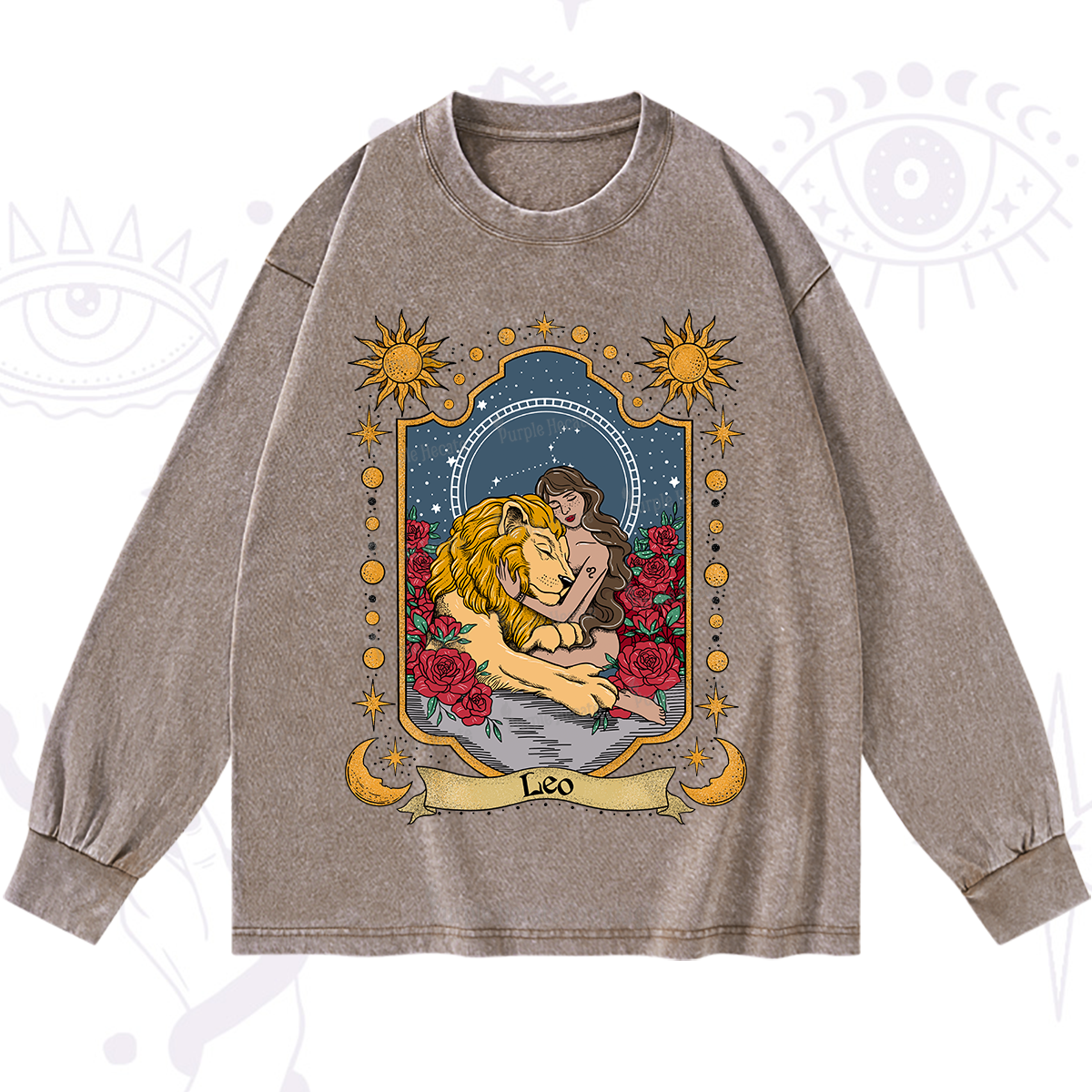 Purplehecate Leo Zodiac Washed Long Sleeve Shirt