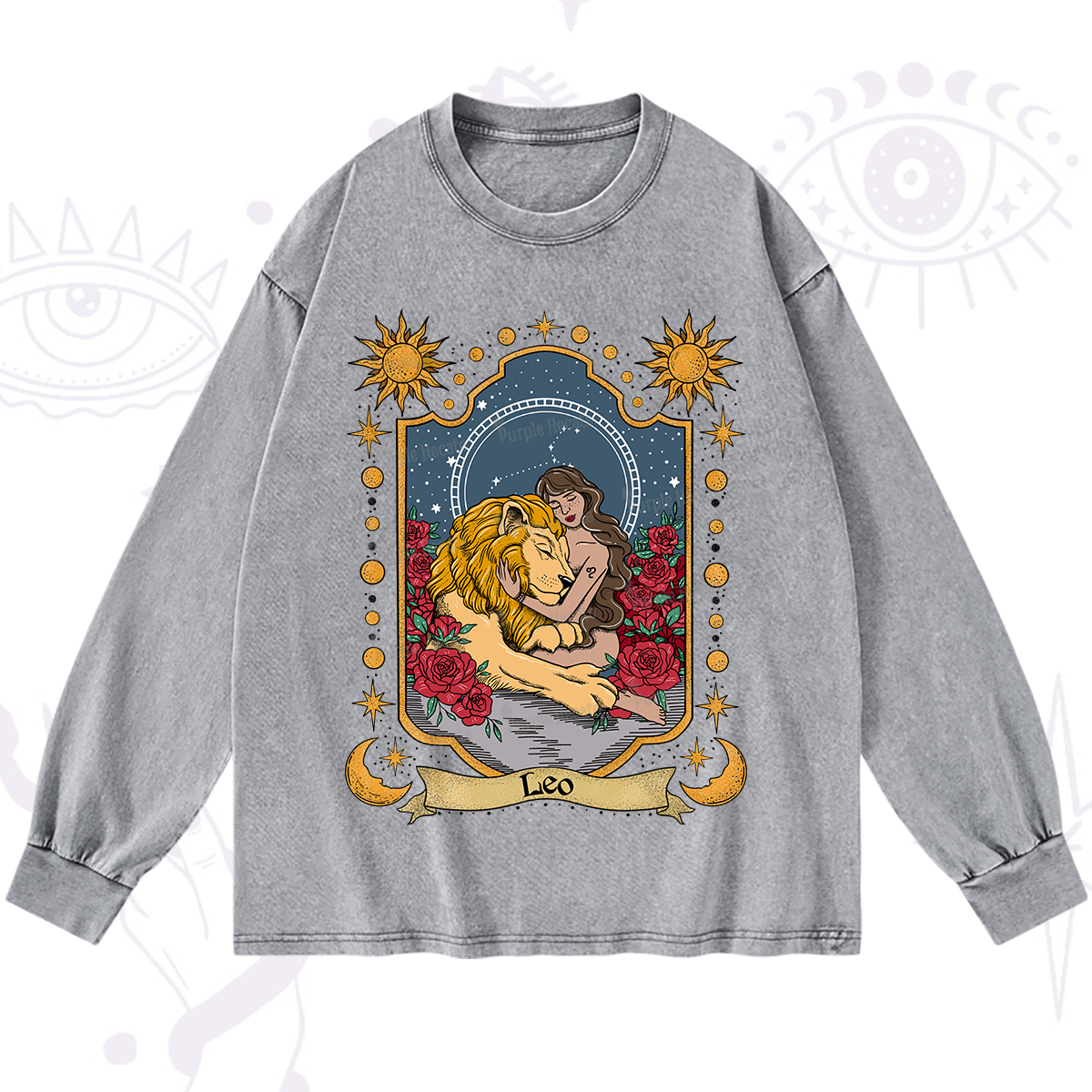 Purplehecate Leo Zodiac Washed Long Sleeve Shirt