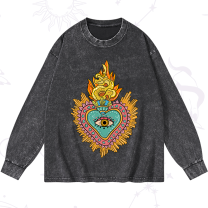 Purplehecate Rainbow Sacred Heart Washed Long Sleeve Shirt