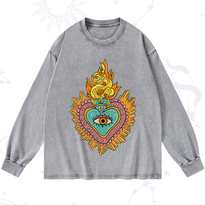 Purplehecate Rainbow Sacred Heart Washed Long Sleeve Shirt