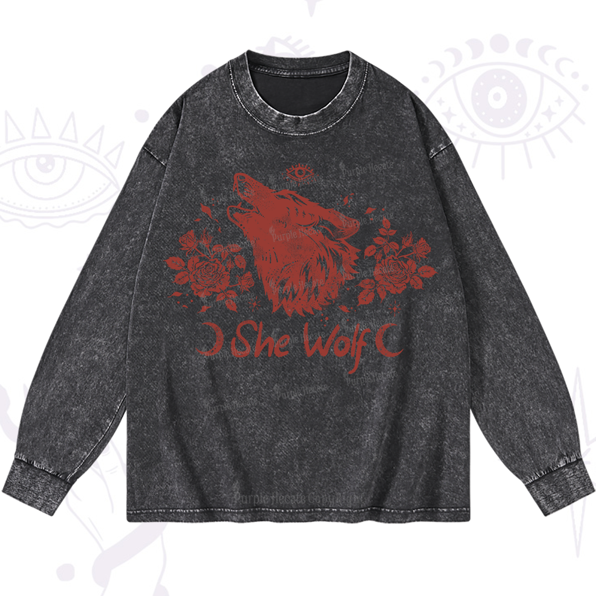 Purplehecate She Wolf Washed Long Sleeve Shirt