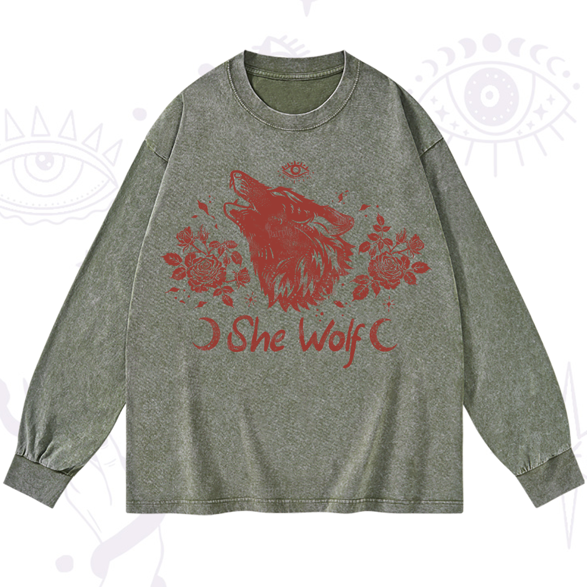 Purplehecate She Wolf Washed Long Sleeve Shirt