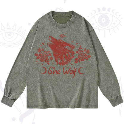 Purplehecate She Wolf Washed Long Sleeve Shirt