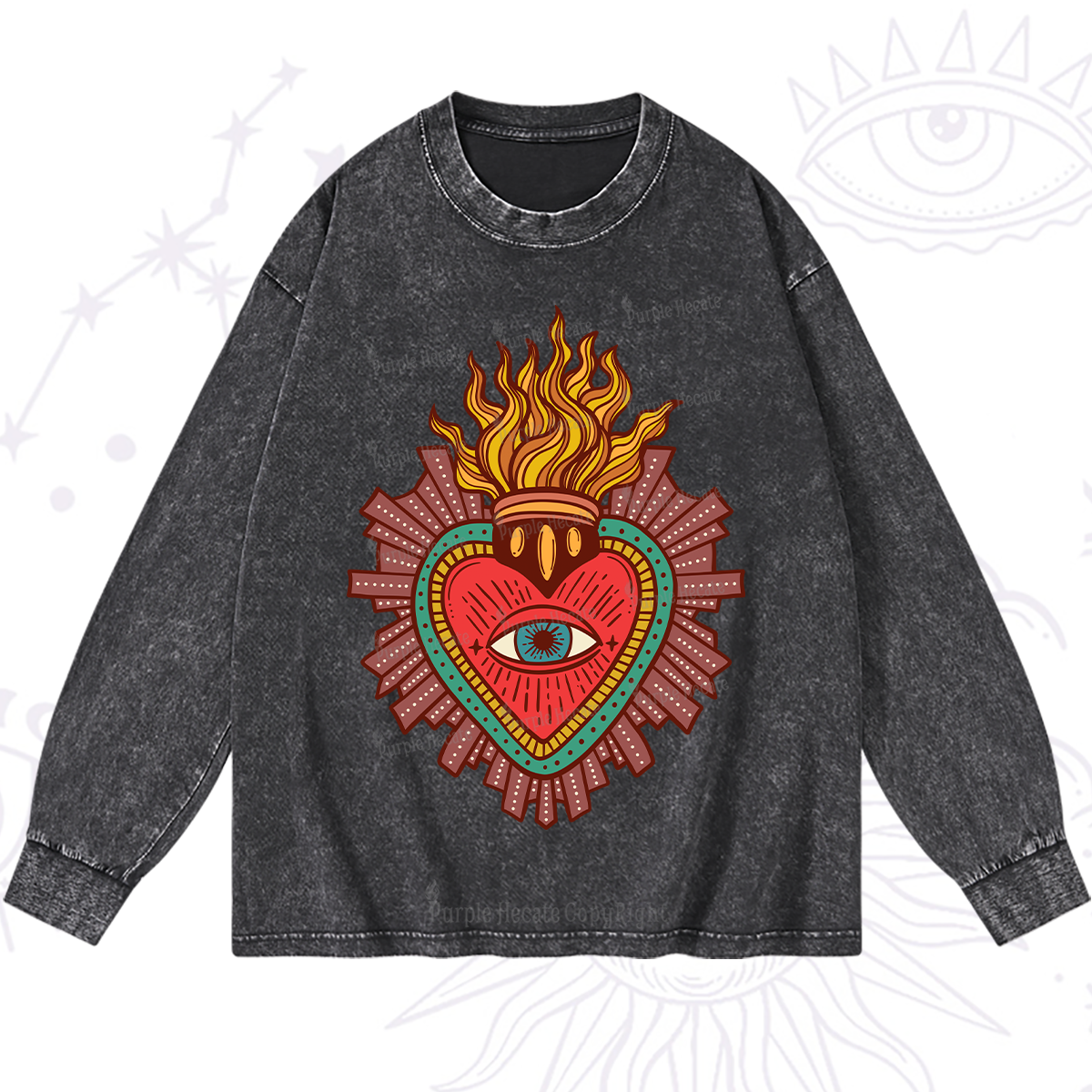 Purplehecate Sacred Heart Washed Long Sleeve Shirt