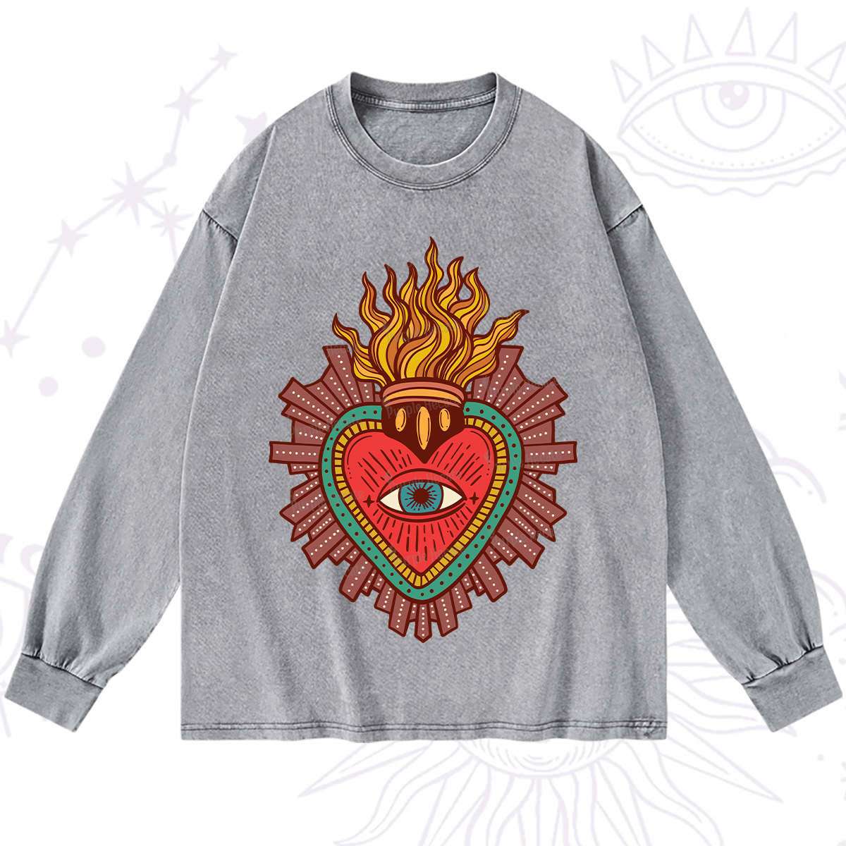 Purplehecate Sacred Heart Washed Long Sleeve Shirt
