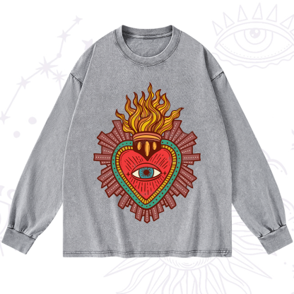 Purplehecate Sacred Heart Washed Long Sleeve Shirt