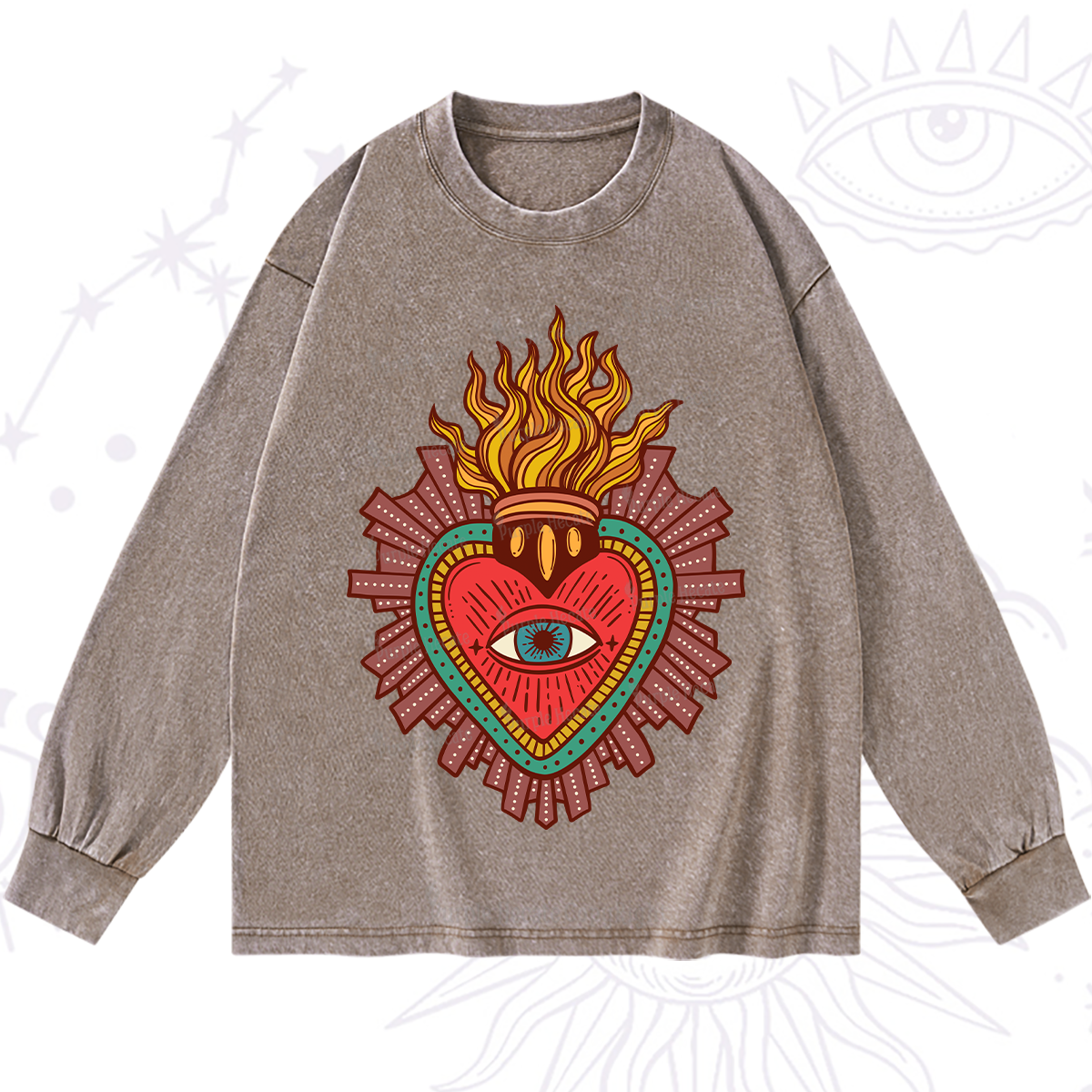 Purplehecate Sacred Heart Washed Long Sleeve Shirt
