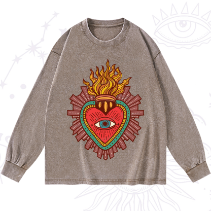 Purplehecate Sacred Heart Washed Long Sleeve Shirt