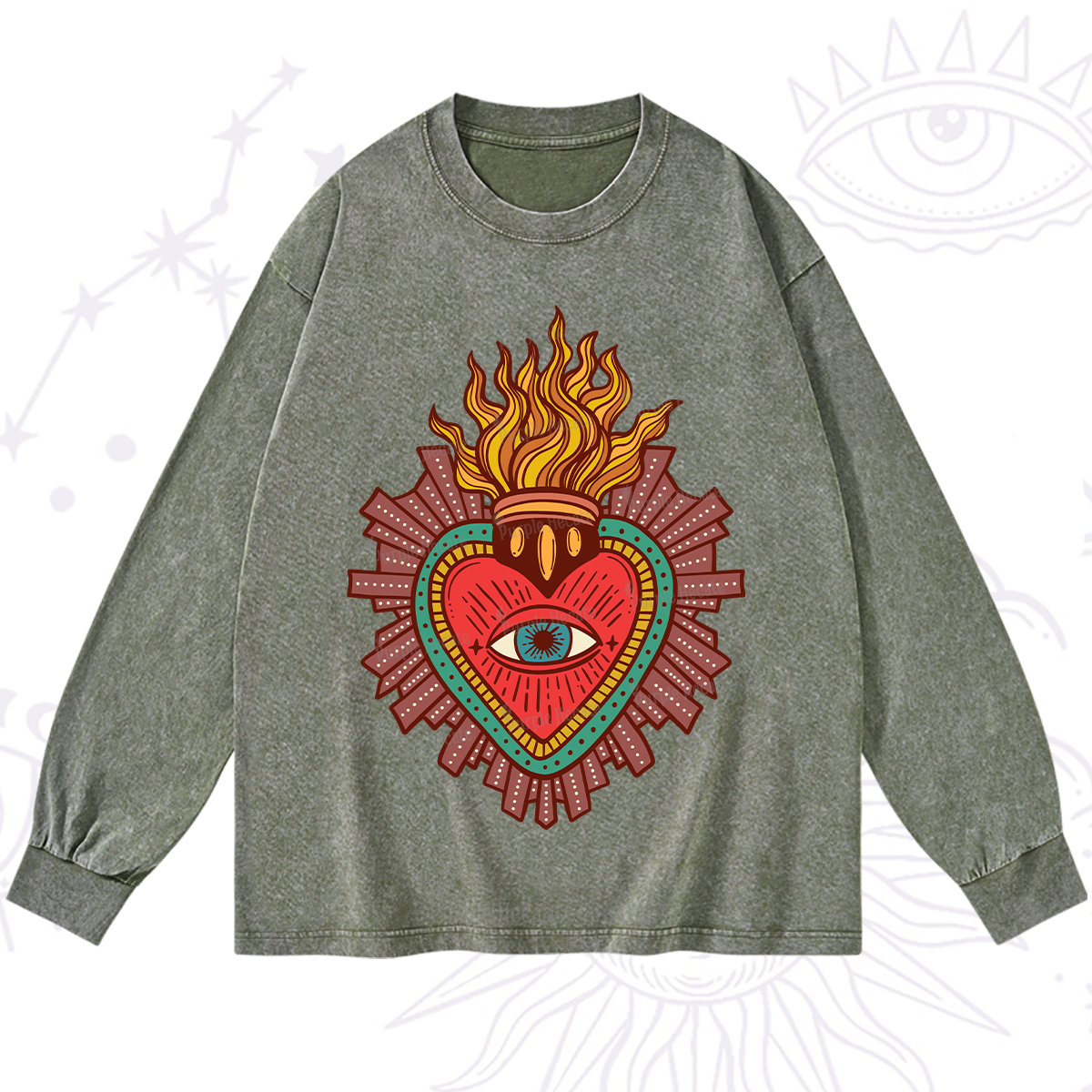 Purplehecate Sacred Heart Washed Long Sleeve Shirt