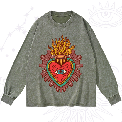 Purplehecate Sacred Heart Washed Long Sleeve Shirt