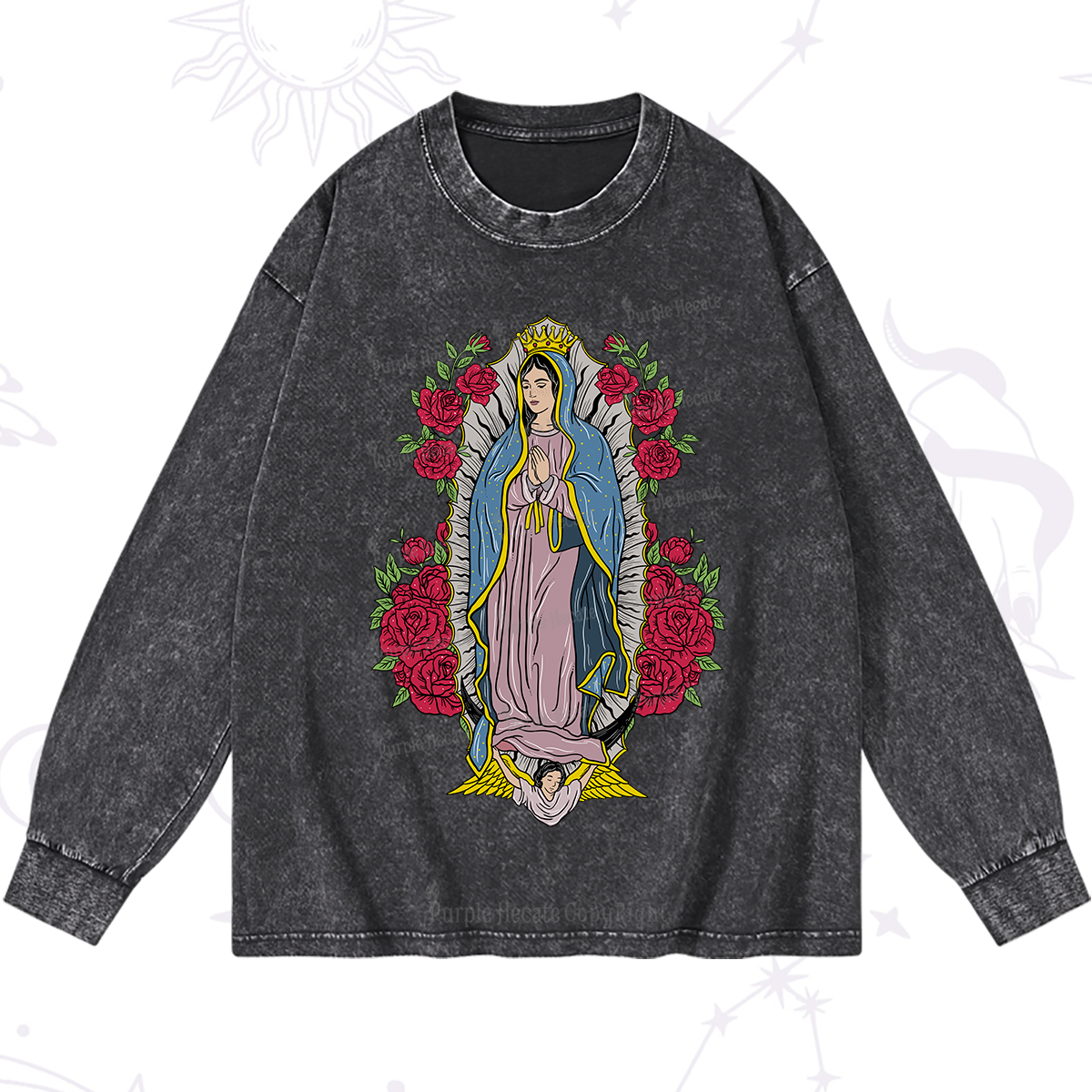 Purplehecate Mother Mary Washed Long Sleeve Shirt