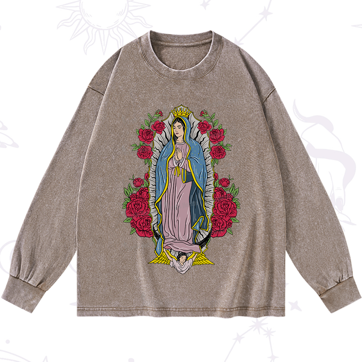 Purplehecate Mother Mary Washed Long Sleeve Shirt