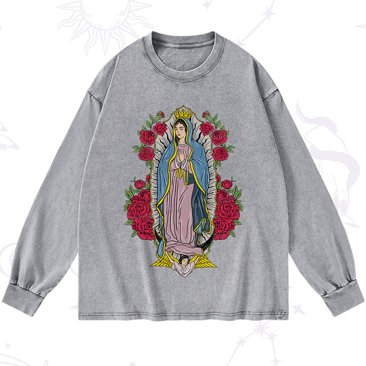 Purplehecate Mother Mary Washed Long Sleeve Shirt