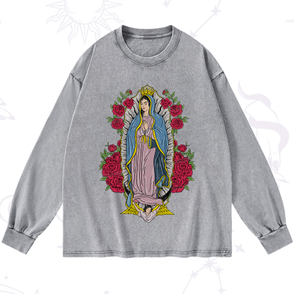Purplehecate Mother Mary Washed Long Sleeve Shirt