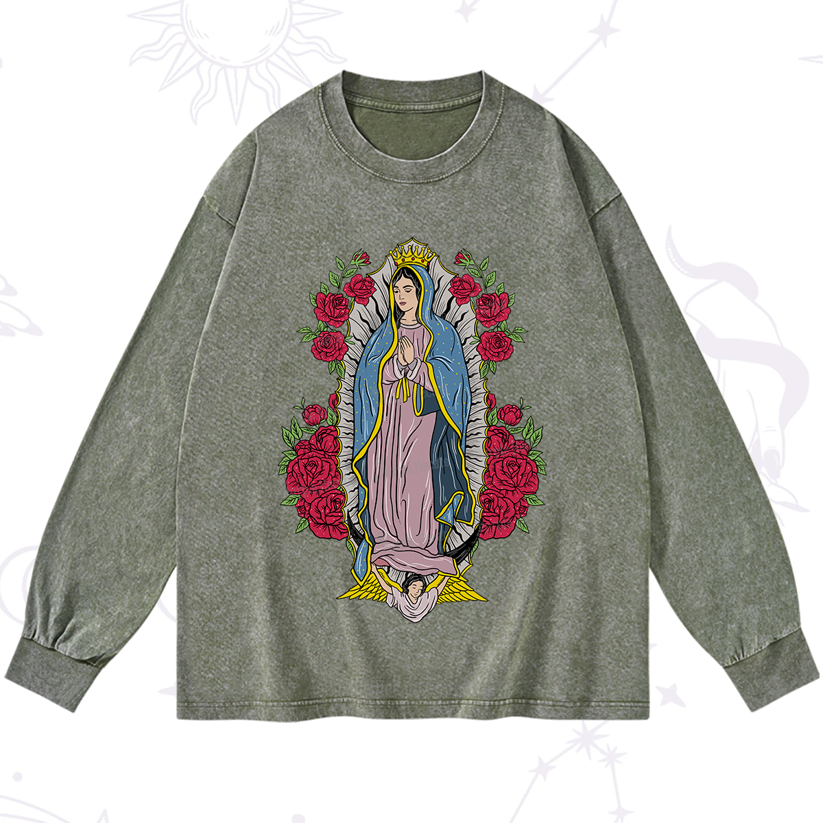 Purplehecate Mother Mary Washed Long Sleeve Shirt