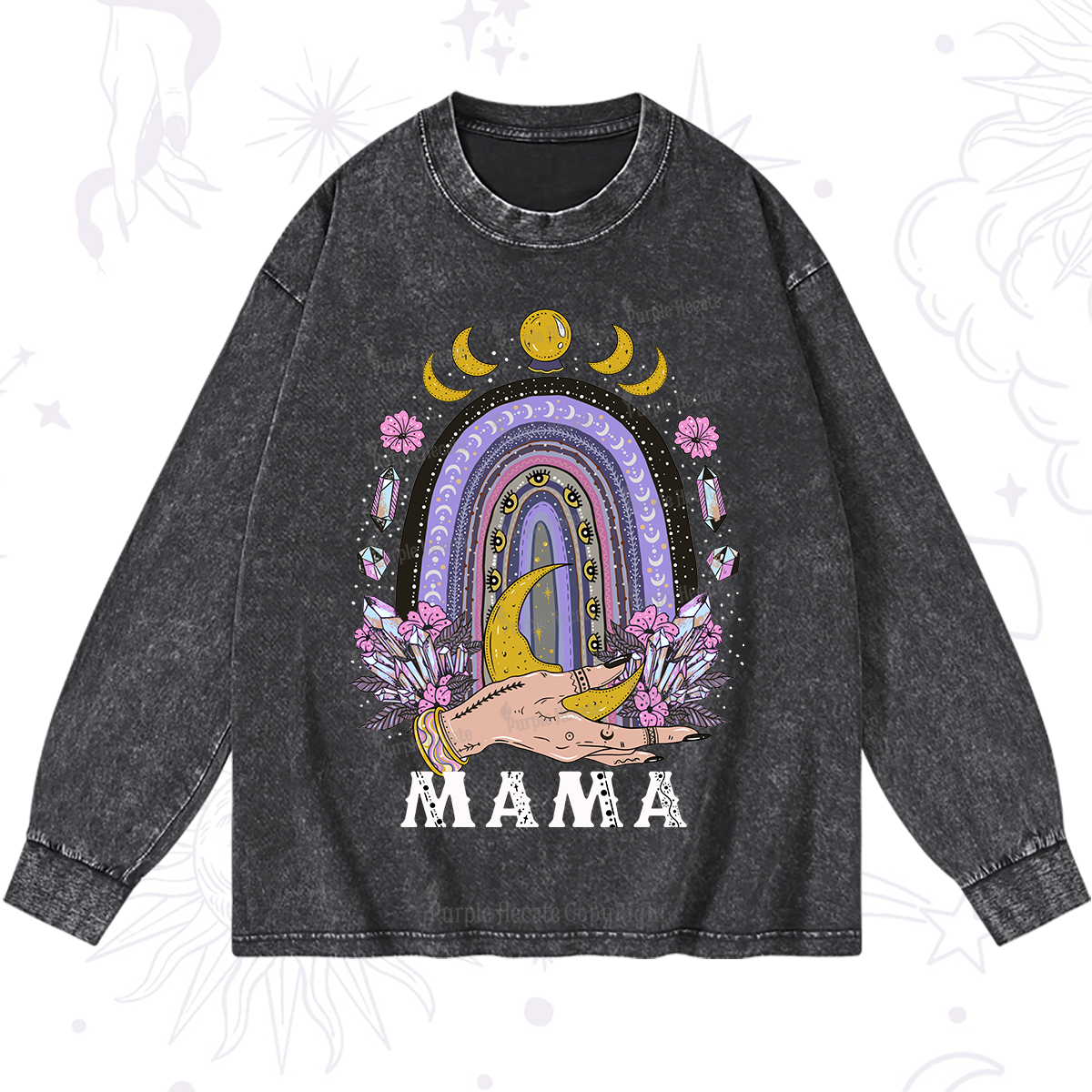 Purplehecate Gothic Mama Rainbow Washed Long Sleeve Shirt