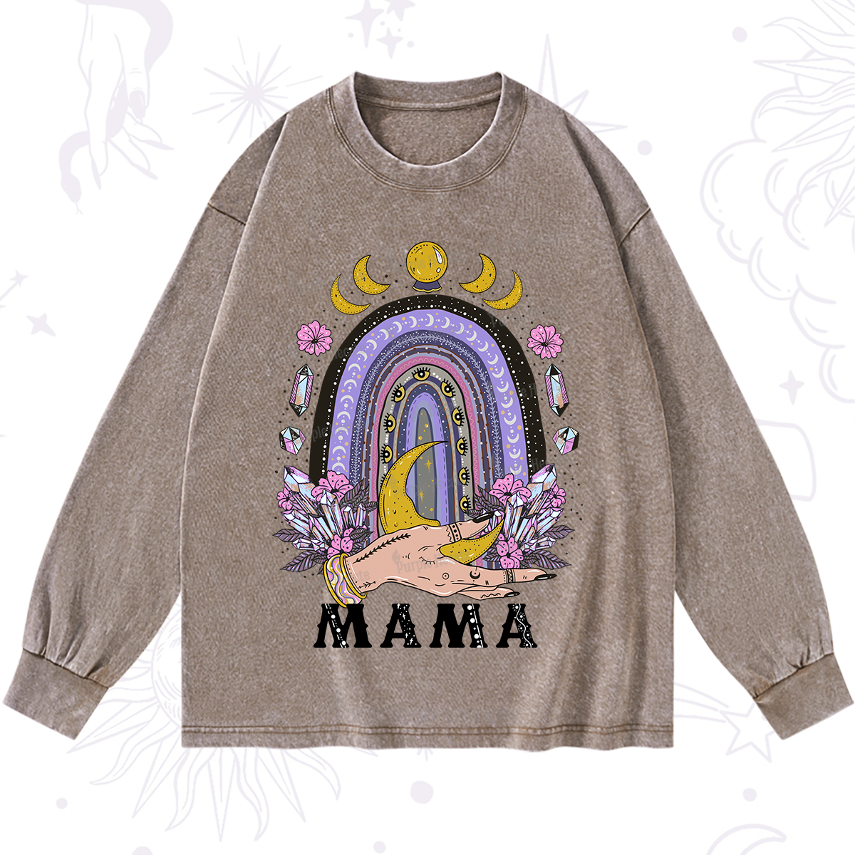 Purplehecate Gothic Mama Rainbow Washed Long Sleeve Shirt
