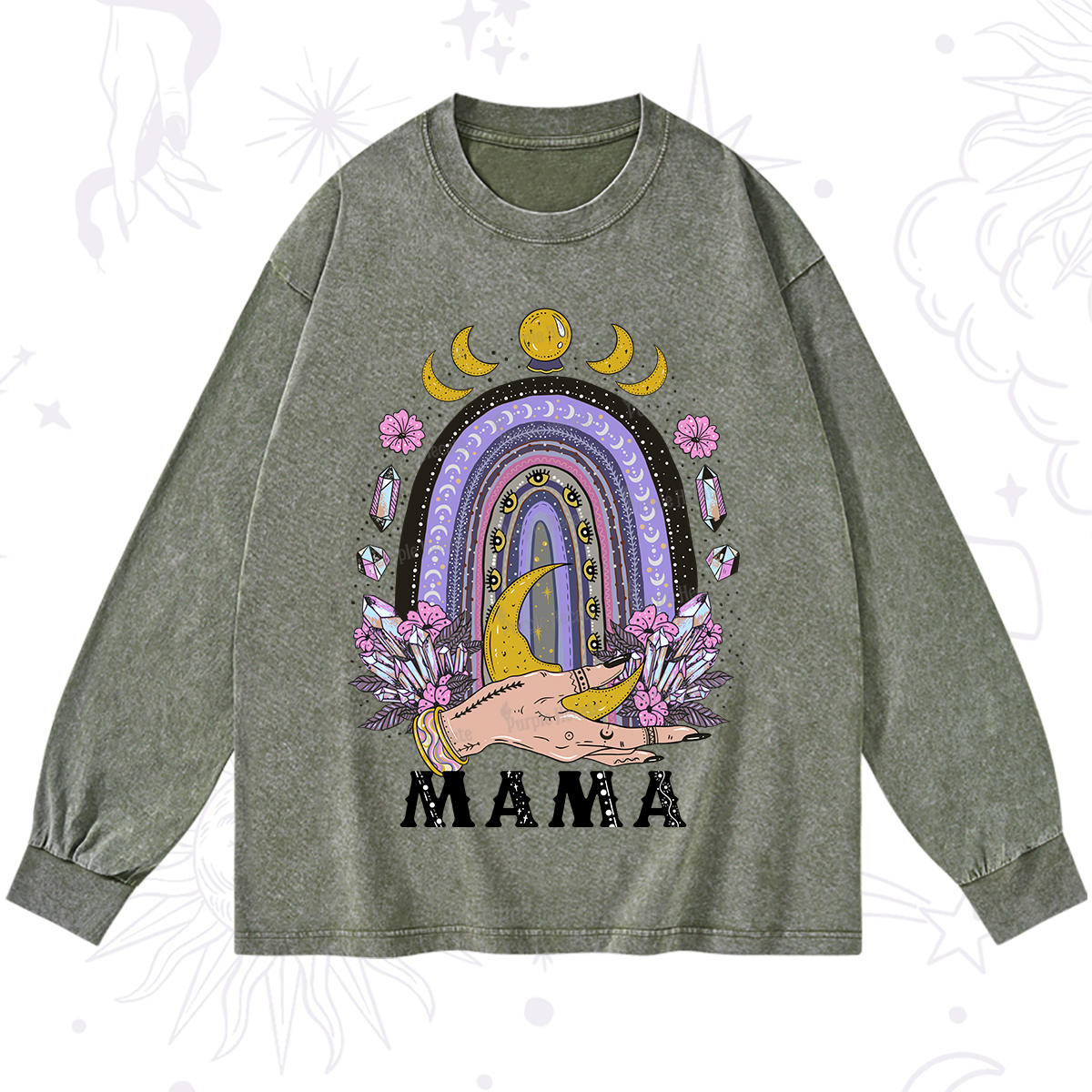 Purplehecate Gothic Mama Rainbow Washed Long Sleeve Shirt