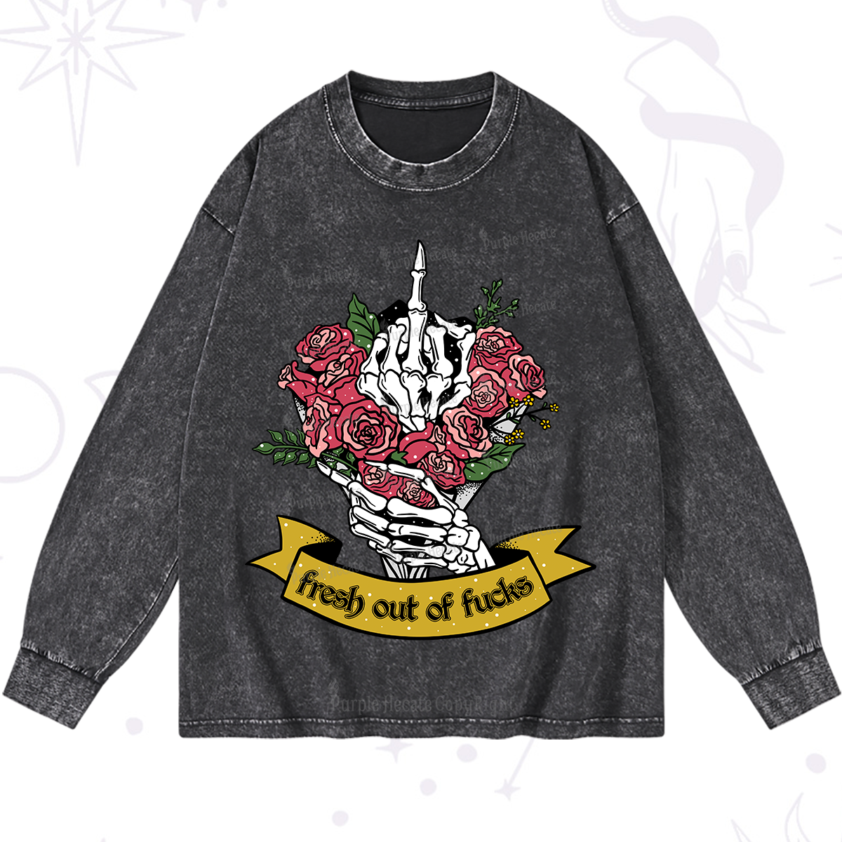 Purplehecate Fresh Out Of Fucks Washed Long Sleeve Shirt