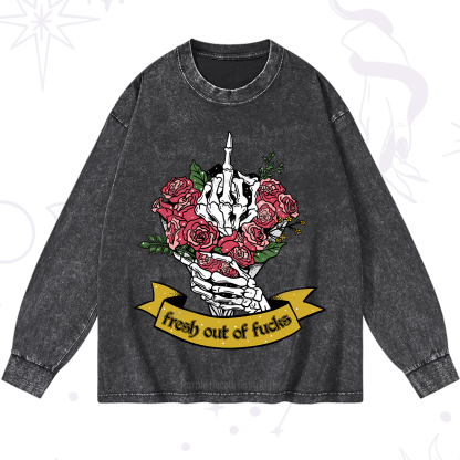 Purplehecate Fresh Out Of Fucks Washed Long Sleeve Shirt