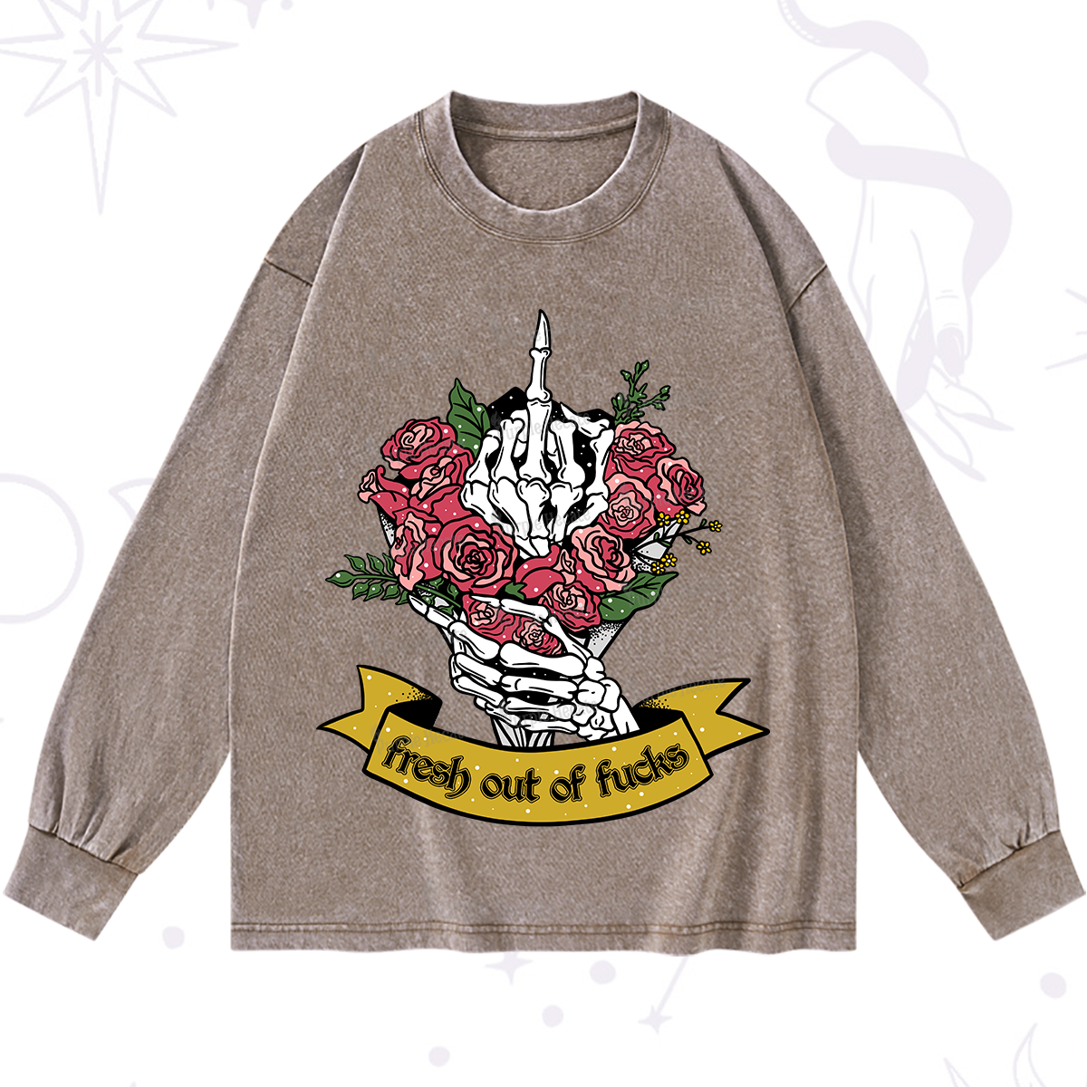 Purplehecate Fresh Out Of Fucks Washed Long Sleeve Shirt