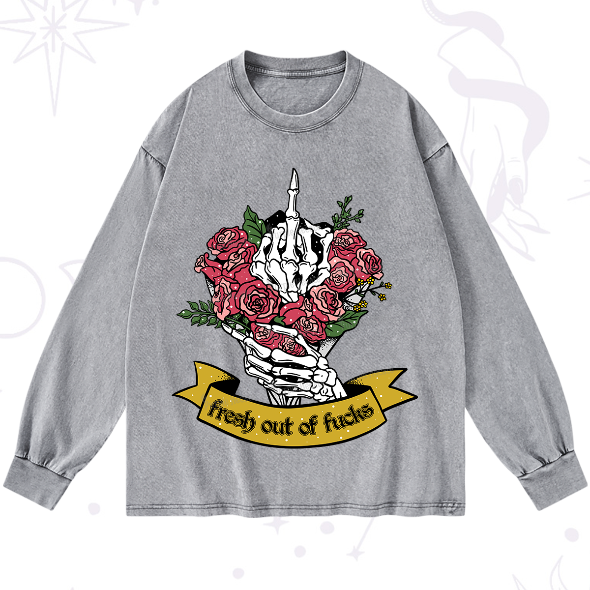 Purplehecate Fresh Out Of Fucks Washed Long Sleeve Shirt