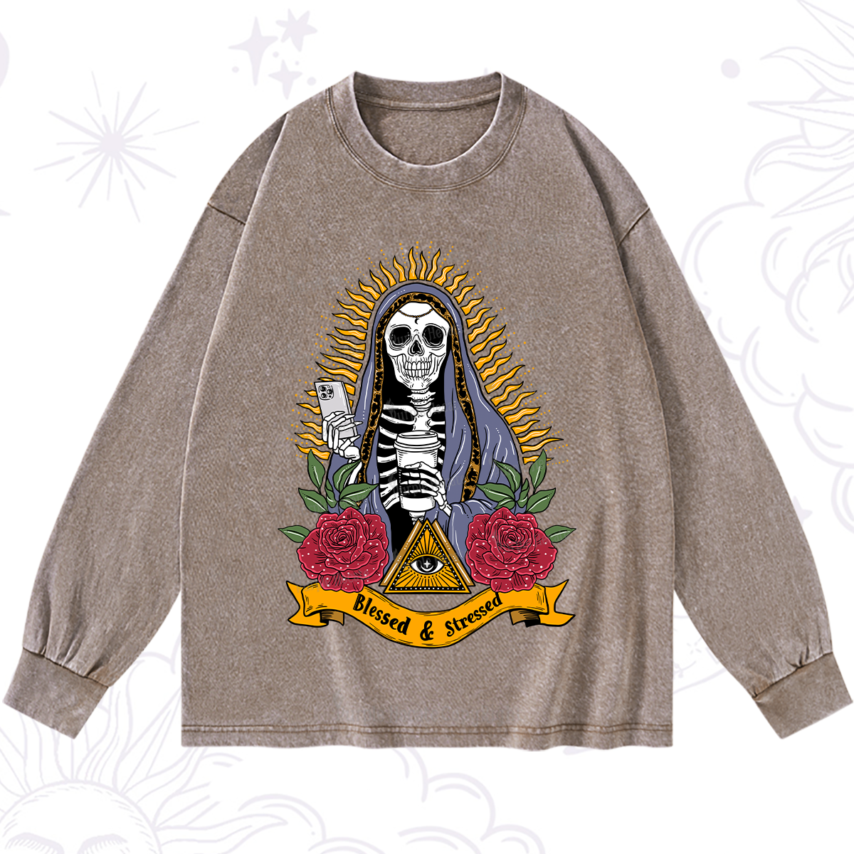 Purplehecate Blessed And Stressed Washed Long Sleeve Shirt