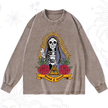 Purplehecate Blessed And Stressed Washed Long Sleeve Shirt