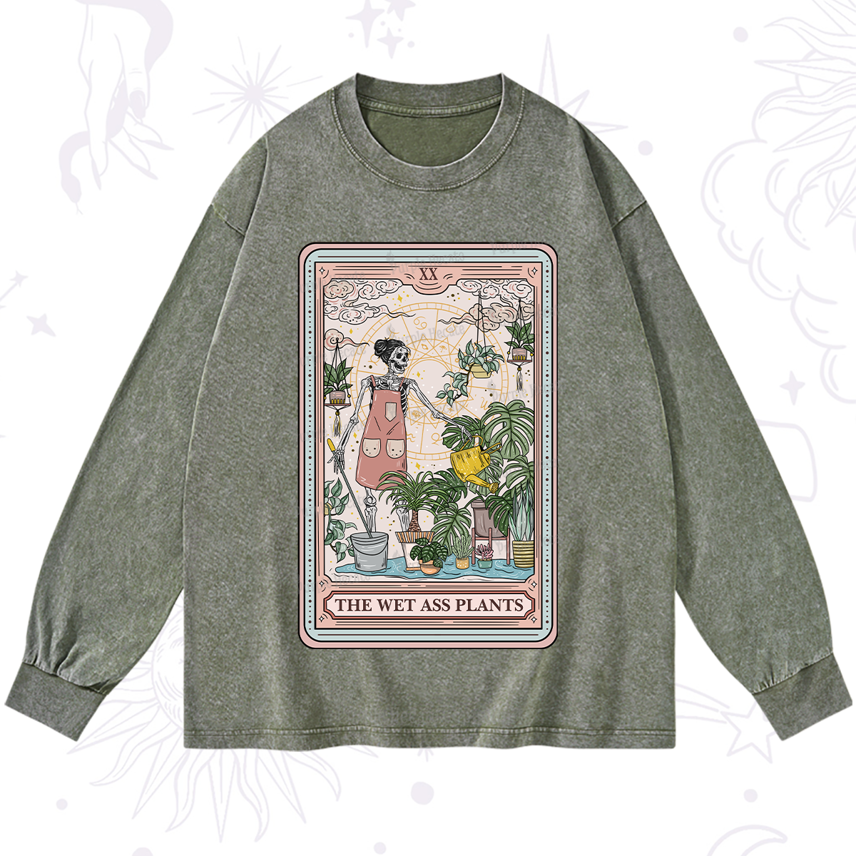 Purplehecate The Wet Ass Plants Tarot Washed Long Sleeve Shirt
