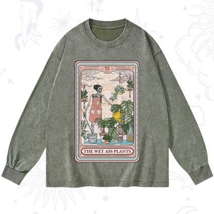 Purplehecate The Wet Ass Plants Tarot Washed Long Sleeve Shirt