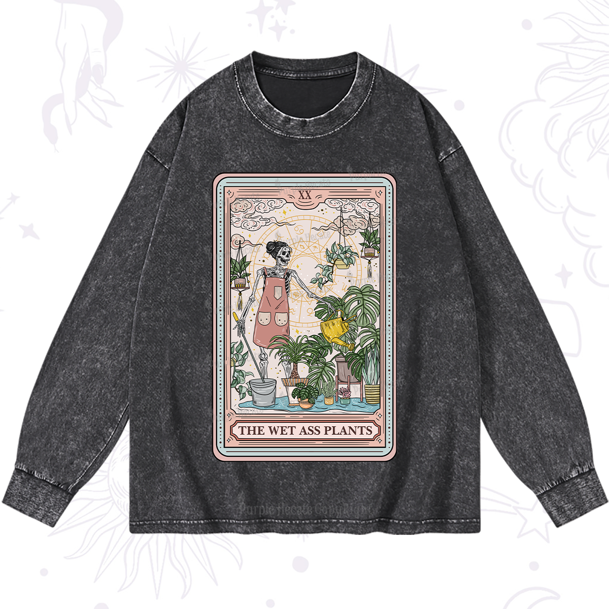 Purplehecate The Wet Ass Plants Tarot Washed Long Sleeve Shirt