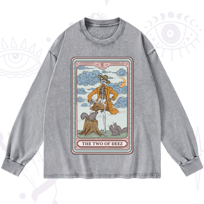 Purplehecate The Two Of Deez Tarot Washed Long Sleeve Shirt
