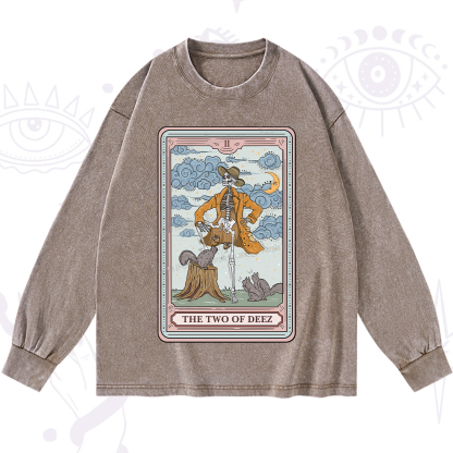 Purplehecate The Two Of Deez Tarot Washed Long Sleeve Shirt