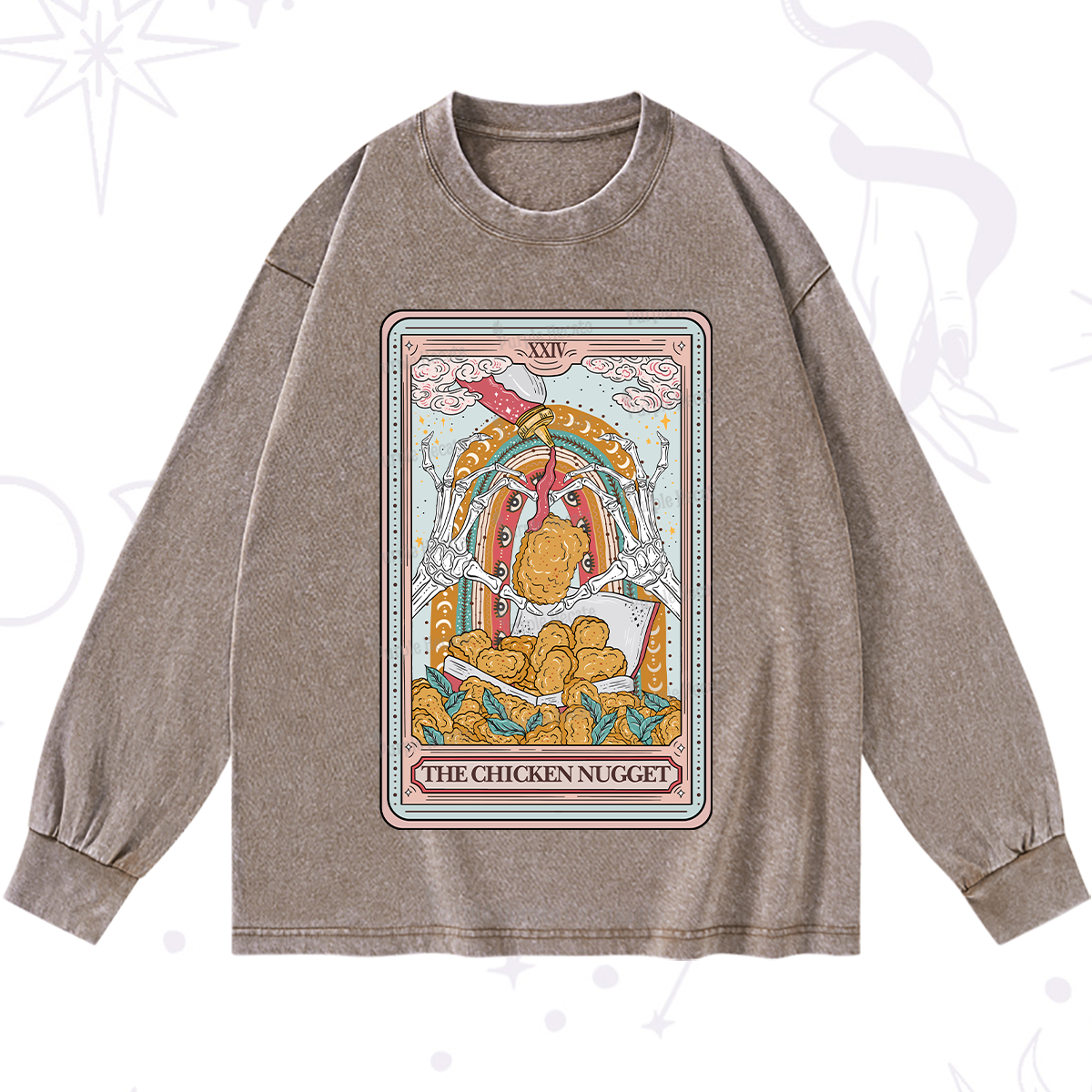 Purplehecate The Chicken Nugget Food Tarot Washed Long Sleeve Shirt