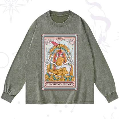 Purplehecate The Chicken Nugget Food Tarot Washed Long Sleeve Shirt