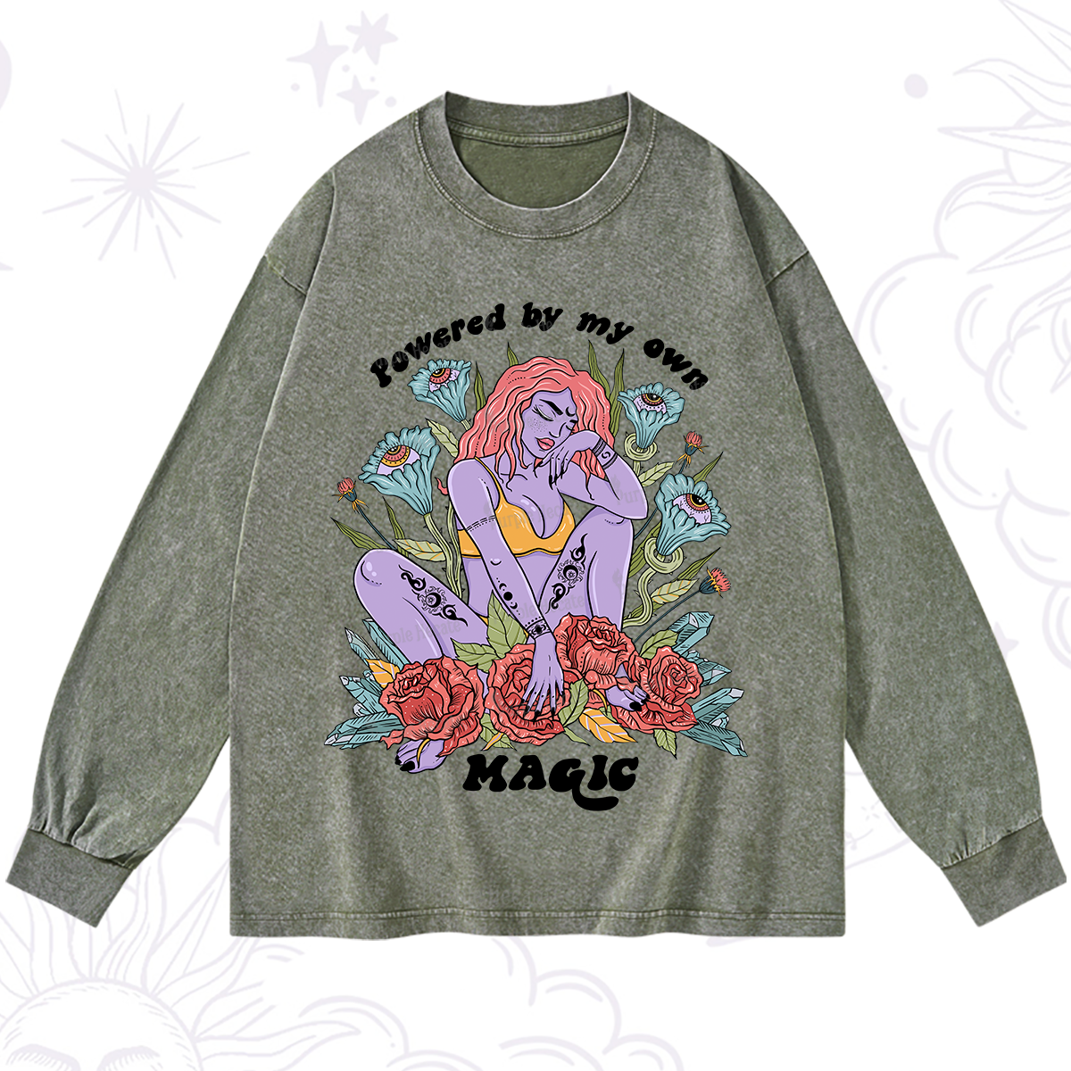 Purplehecate Powered By My Own Magic Washed Long Sleeve Shirt