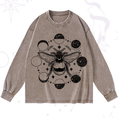 Purplehecate Moon Bee Washed Long Sleeve Shirt