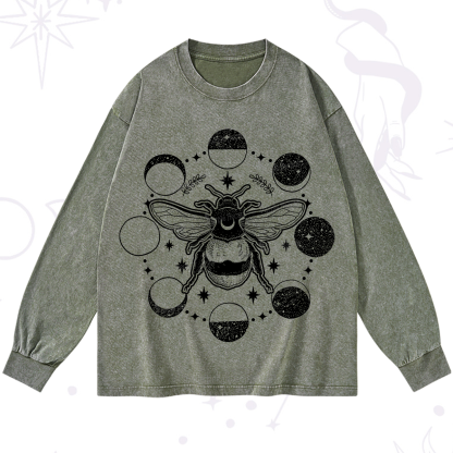Purplehecate Moon Bee Washed Long Sleeve Shirt