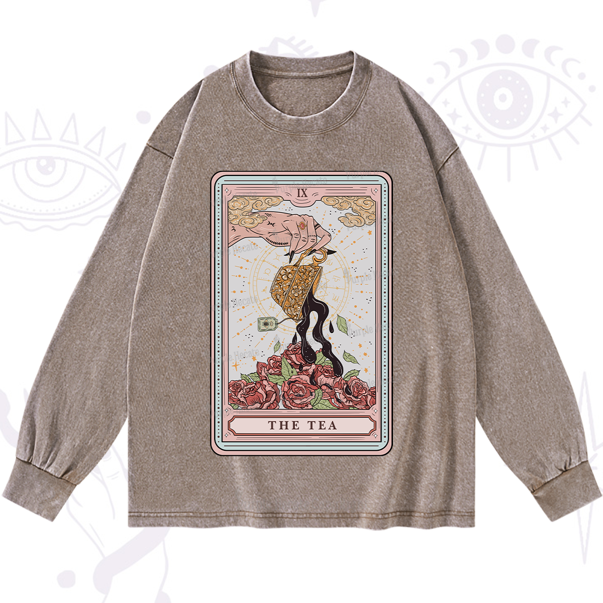 Purplehecate The Tea Food Tarot Washed Long Sleeve Shirt
