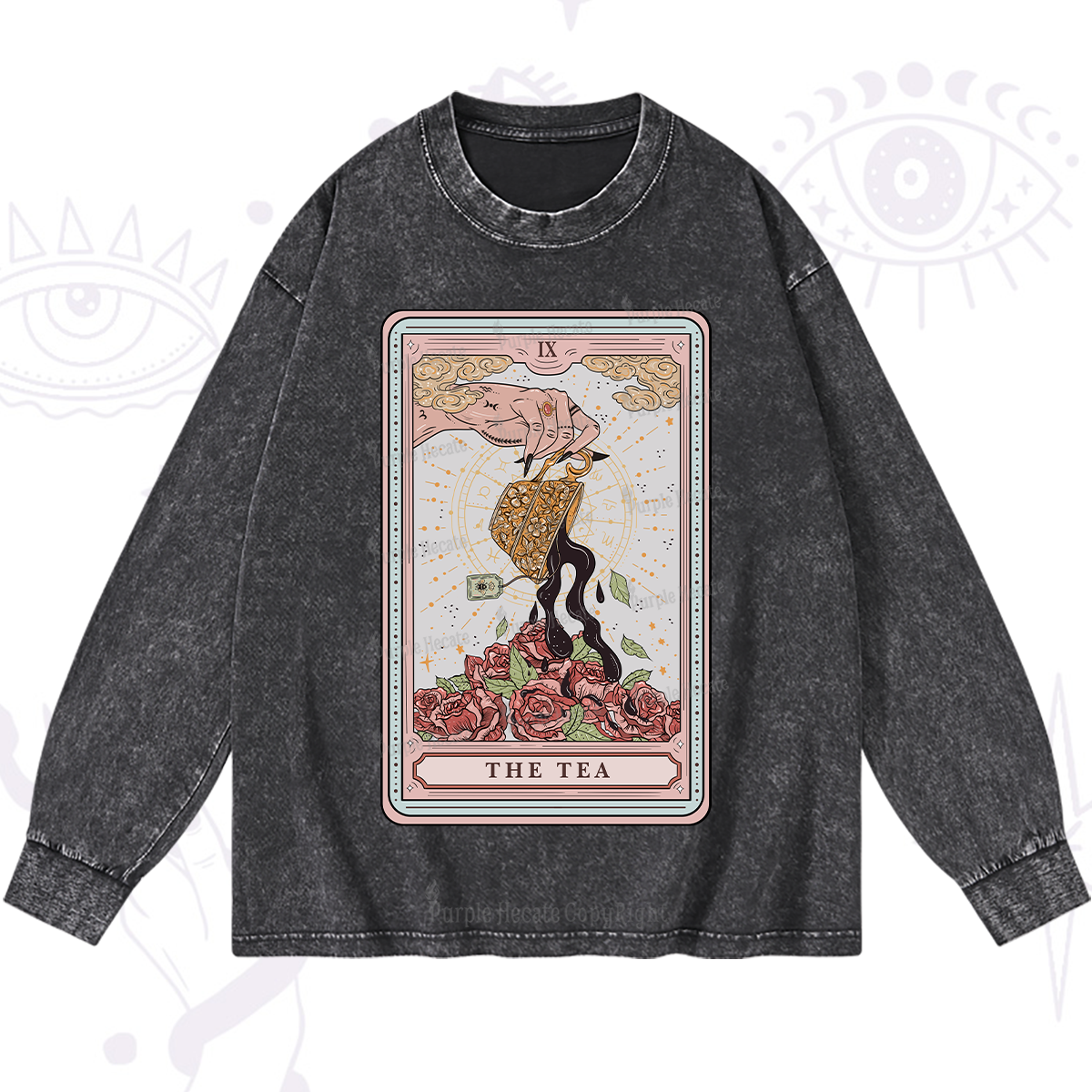 Purplehecate The Tea Food Tarot Washed Long Sleeve Shirt